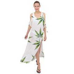 Cannabis Curative Cut Out Drug Maxi Chiffon Cover Up Dress