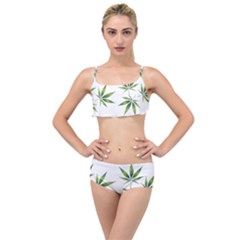 Cannabis Curative Cut Out Drug Layered Top Bikini Set