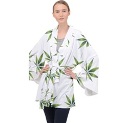 Cannabis Curative Cut Out Drug Long Sleeve Velvet Kimono  by Dutashop