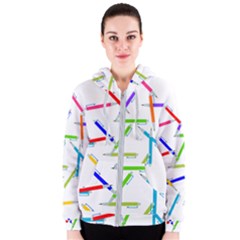 Pen Pencil Color Write Tool Women s Zipper Hoodie