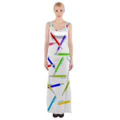 Pen Pencil Color Write Tool Thigh Split Maxi Dress by Dutashop