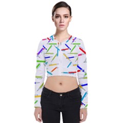 Pen Pencil Color Write Tool Long Sleeve Zip Up Bomber Jacket