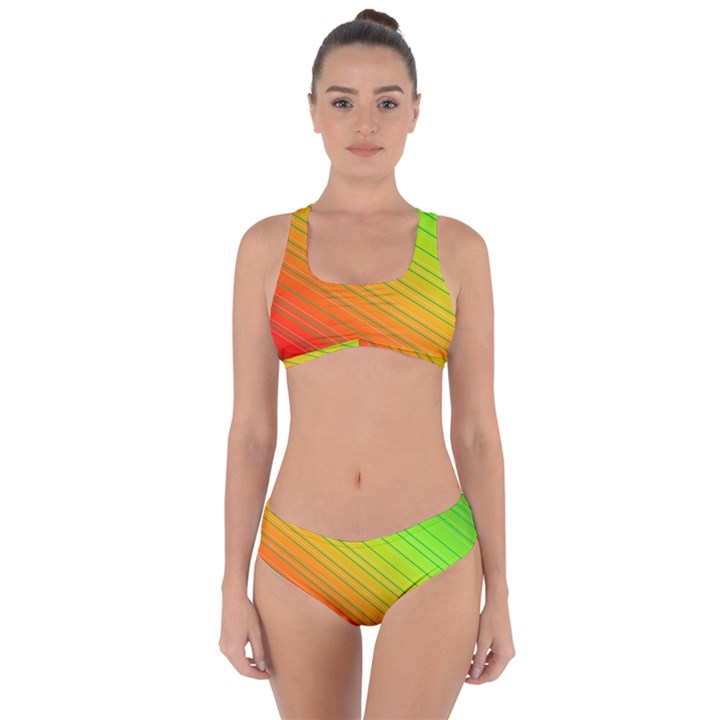 Orange Green Gradient Hunter Criss Cross Bikini Set