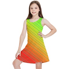 Orange Green Gradient Hunter Kids  Lightweight Sleeveless Dress by Dutashop