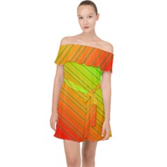 Orange Green Gradient Hunter Off Shoulder Chiffon Dress by Dutashop