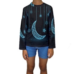 Moon Star Neon Wallpaper Kids  Long Sleeve Swimwear