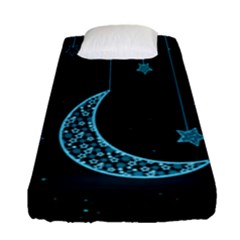 Moon Star Neon Wallpaper Fitted Sheet (single Size)