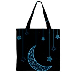 Moon Star Neon Wallpaper Zipper Grocery Tote Bag