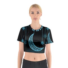 Moon Star Neon Wallpaper Cotton Crop Top