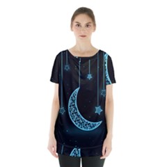 Moon Star Neon Wallpaper Skirt Hem Sports Top