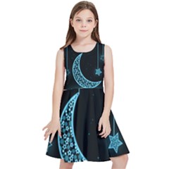 Moon Star Neon Wallpaper Kids  Skater Dress