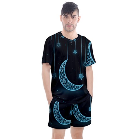 Moon Star Neon Wallpaper Men s Mesh Tee And Shorts Set by Dutashop