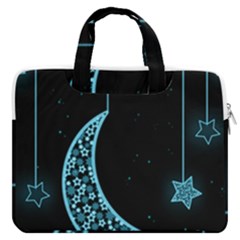 Moon Star Neon Wallpaper Macbook Pro Double Pocket Laptop Bag by Dutashop