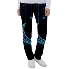 Moon Star Neon Wallpaper Women s Casual Pants by Dutashop