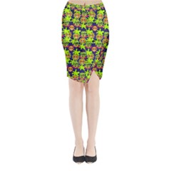 Smiley Background Smiley Grunge Midi Wrap Pencil Skirt