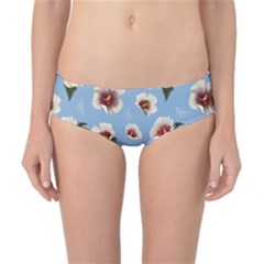 Delicate Hibiscus Flowers On A Blue Background Classic Bikini Bottoms by SychEva