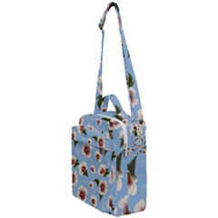 Delicate Hibiscus Flowers On A Blue Background Crossbody Day Bag by SychEva
