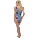delicate hibiscus flowers on a blue background To One Side Swimsuit View2