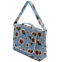 Delicate Hibiscus Flowers On A Blue Background Box Up Messenger Bag by SychEva