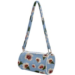 Delicate Hibiscus Flowers On A Blue Background Mini Cylinder Bag by SychEva