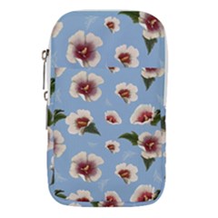 delicate hibiscus flowers on a blue background Waist Pouch (Large)