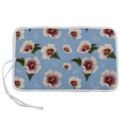 Delicate Hibiscus Flowers On A Blue Background Pen Storage Case (s) by SychEva