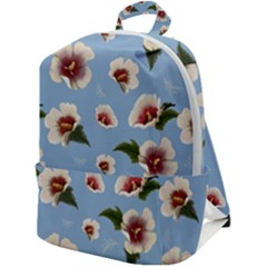 Delicate Hibiscus Flowers On A Blue Background Zip Up Backpack by SychEva