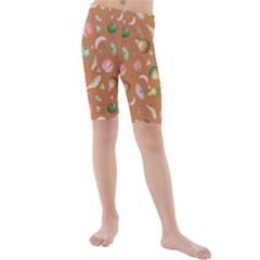 Watercolor fruit Kids  Mid Length Swim Shorts