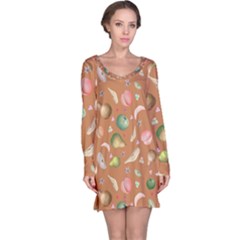 Watercolor fruit Long Sleeve Nightdress