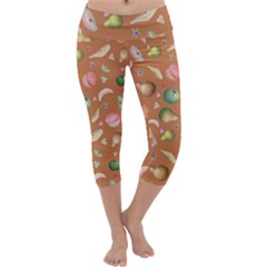 Watercolor fruit Capri Yoga Leggings