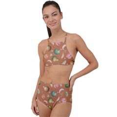 Watercolor fruit High Waist Tankini Set