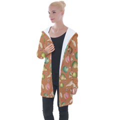 Watercolor fruit Longline Hooded Cardigan