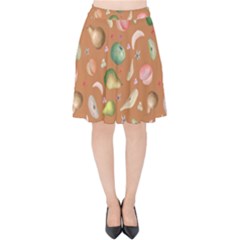 Watercolor fruit Velvet High Waist Skirt