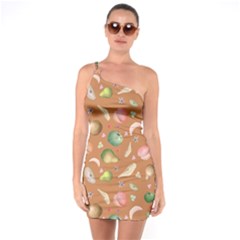 Watercolor Fruit One Soulder Bodycon Dress by SychEva
