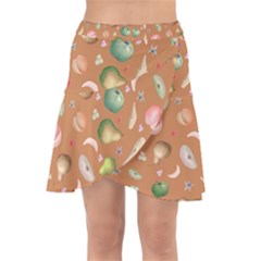 Watercolor fruit Wrap Front Skirt