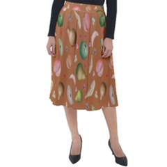 Watercolor fruit Classic Velour Midi Skirt 