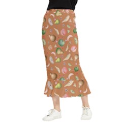 Watercolor fruit Maxi Fishtail Chiffon Skirt