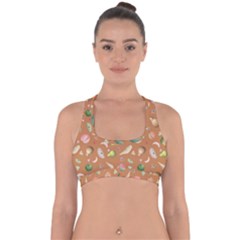 Watercolor Fruit Cross Back Hipster Bikini Top  by SychEva