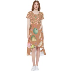 Watercolor fruit High Low Boho Dress