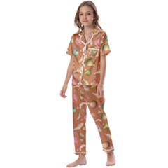 Watercolor fruit Kids  Satin Short Sleeve Pajamas Set