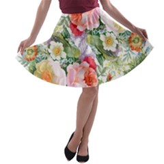 Garden Flowers A-line Skater Skirt by goljakoff