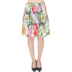 Garden Flowers Velvet High Waist Skirt by goljakoff