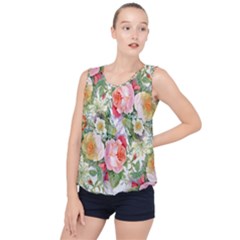 Garden Flowers Bubble Hem Chiffon Tank Top