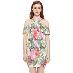 Garden Flowers Shoulder Frill Bodycon Summer Dress by goljakoff