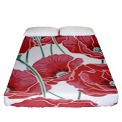 Red Poppy Flowers Fitted Sheet (king Size) by goljakoff