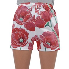 Red Poppy Flowers Sleepwear Shorts by goljakoff