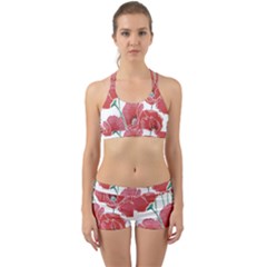 Red Poppy Flowers Back Web Gym Set by goljakoff