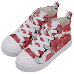 Red Poppy Flowers Kids  Mid-top Canvas Sneakers by goljakoff