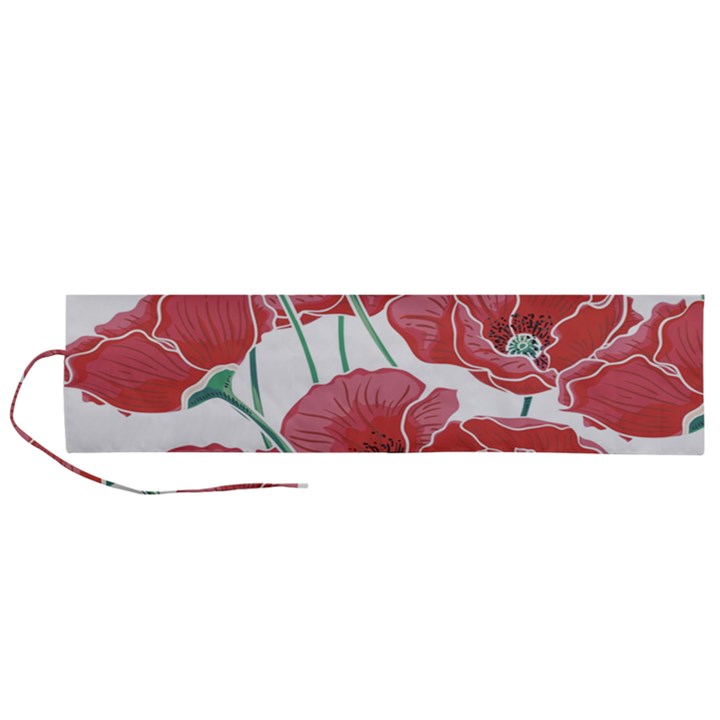 Red poppy flowers Roll Up Canvas Pencil Holder (L)