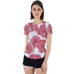 Red Poppy Flowers Back Cut Out Sport Tee by goljakoff